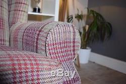 Sherlock Vintage Style Grande Wingback Chair Tweedy Check / Raspberry CP1609
