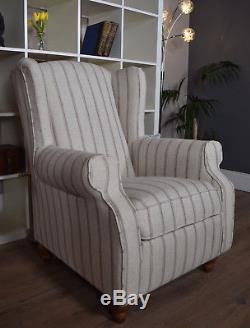 Sherlock Wing Back Recliner Chair Natural / Pink / Brown / Stripe CP1027