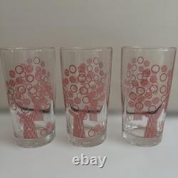 Showa Retro Pink Dots & Stripes Wood Cup Glass Set 3 Used