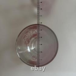 Showa Retro Pink Dots & Stripes Wood Cup Glass Set 3 Used