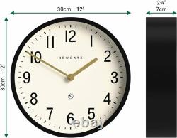Silent Retro Wall Clock 30cm Black Metal Vintage Office Kitchen Decor