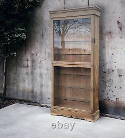 Slim Vintage Late C20th Glazed Solid Pine Shop Display Cabinet 7 Available