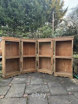 Slim Vintage Late C20th Glazed Solid Pine Shop Display Cabinet 7 Available