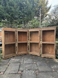 Slim Vintage Late C20th Glazed Solid Pine Shop Display Cabinet 7 Available