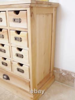 Small Apothecary Cabinet Rustic Wood Chest Drawers Vintage Narrow Storage Unit