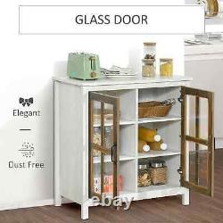 Small Cupboard Kitchen Sideboard 2 Door Glass Cabinet Room Pantry Storage Unit