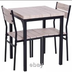 Small Dining Table 2 Chairs Set Square Breakfast Space Saving Compact Seater NEW