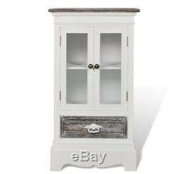 Small Display Cabinet White Vintage Furniture Shabby Chic Cupboard Glass Doors