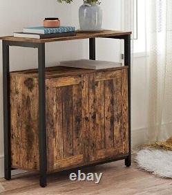 Small Industrial Cabinet Rustic Vintage Side Console Table Cupboard Storage Unit