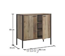 Small Industrial Cabinet Vintage Side Furniture Storage Cupboard Sideboard Unit