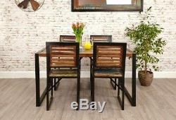 Small Industrial Dining Table Rustic Solid Wood Vintage Retro Style Kitchen Room