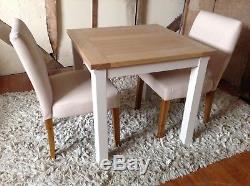 Small Square Kitchen Diner Table Oak Top White Painted John Lewis- Inc 2 Chairs