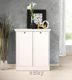 Small White Cabinet Side Storage Cupboard 2 Tall Doors Vintage Shelves Furniture