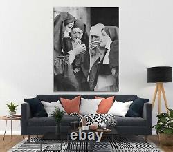 Smoking nuns canvas or poster print Vintage photo Funny humor Gift for friends