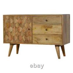 Solid Mango Wood Vintage Style Storage Cabinet Retro Turntable Stand Marina