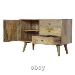 Solid Mango Wood Vintage Style Storage Cabinet Retro Turntable Stand Marina