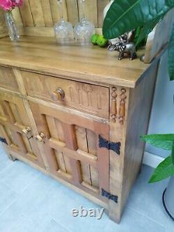 Solid Oak 2 Door Welsh Dresser Wooden Vintage Display cabinet Kitchen Storage