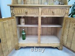 Solid Oak 2 Door Welsh Dresser Wooden Vintage Display cabinet Kitchen Storage