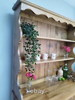 Solid Oak 2 Door Welsh Dresser Wooden Vintage Display cabinet Kitchen Storage