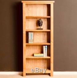 Solid Oak Bookcase Large Rustic Furniture Tall Shelving Unit Wooden Book Storage