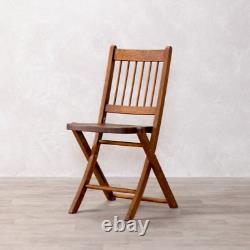 Solid Oak Folding Chair Vintage Style Dark Wood Dining Chair