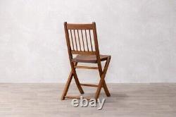 Solid Oak Folding Chair Vintage Style Dark Wood Dining Chair