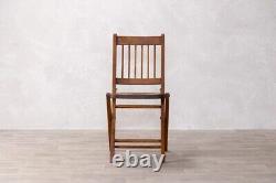Solid Oak Folding Chair Vintage Style Dark Wood Dining Chair