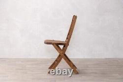Solid Oak Folding Chair Vintage Style Dark Wood Dining Chair