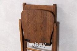 Solid Oak Folding Chair Vintage Style Dark Wood Dining Chair