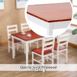 Solid Pine Wood Dining Table and 4 Chairs Kitchen Dining Room Furniture Set