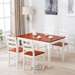 Solid Pine Wood Dining Table and 4 Chairs Kitchen Dining Room Furniture Set