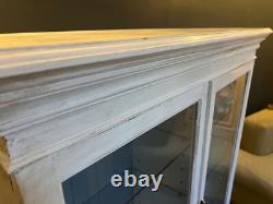 Solid Wood Glazed Display Cabinet Heavy Hand Painted Glass Shelves