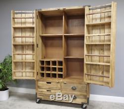 Solid Wood Pantry Rustic Kitchen Cabinet Vintage Industrial Storage Large Larder