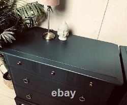 Stag Minstrel Furniture Chest Bedside Drawers Pair Dark Black Custom