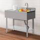 Stainles Steel Work Bench Commercial Storage Table Kitchen Cafe Sink Prep Shelf