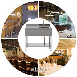 Stainles Steel Work Bench Commercial Storage Table Kitchen Cafe Sink Prep Shelf