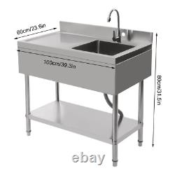 Stainles Steel Work Bench Commercial Storage Table Kitchen Cafe Sink Prep Shelf