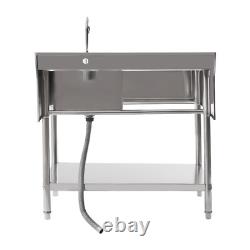 Stainles Steel Work Bench Commercial Storage Table Kitchen Cafe Sink Prep Shelf