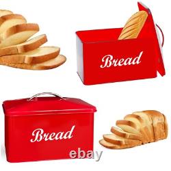 Stainless Steel Large Vintage Style Bread Bin Home Kitchen Retro Food Storage