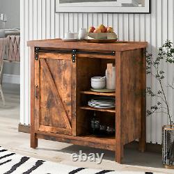 Storage Cabinet Kitchen Buffet TV Stand Cupboard Adjustable Shelves Barn Door UK