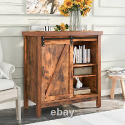 Storage Cabinet Kitchen Buffet TV Stand Cupboard Adjustable Shelves Barn Door UK