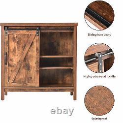 Storage Cabinet Kitchen Buffet TV Stand Cupboard Adjustable Shelves Barn Door UK