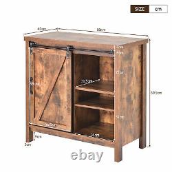 Storage Cabinet Kitchen Buffet TV Stand Cupboard Adjustable Shelves Barn Door UK