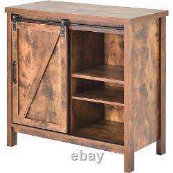 Storage Cabinet Kitchen Buffet TV Stand Cupboard Adjustable Shelves Barn Door UK