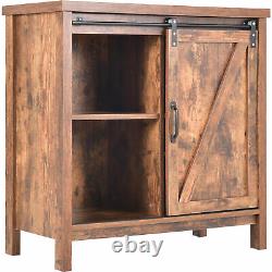 Storage Cabinet Kitchen Buffet TV Stand Cupboard Adjustable Shelves Barn Door UK