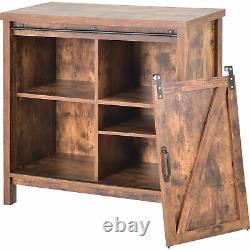 Storage Cabinet Kitchen Buffet TV Stand Cupboard Adjustable Shelves Barn Door UK