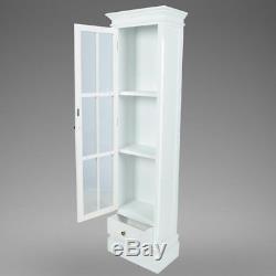 Storage Cabinet White Glass Display Chests Book Shelf Set Shabby Distressed