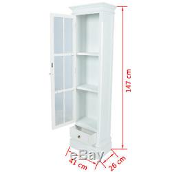 Storage Cabinet White Glass Display Chests Book Shelf Set Shabby Distressed