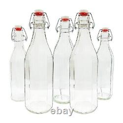 Strong Clear Glass 500ml Flip Top Vintage Style Liquid Water Beverages Bottles