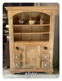 Stunning Rustic Solid Pine Vintage Dresser, Draws, Porcelain Knobs, Wine Holders